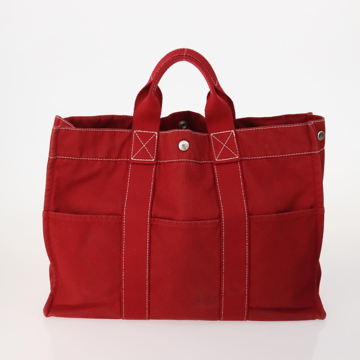 HERMES Fourre Tout Hand Bag Canvas 5 Set Black Red Navy Auth BSZ443