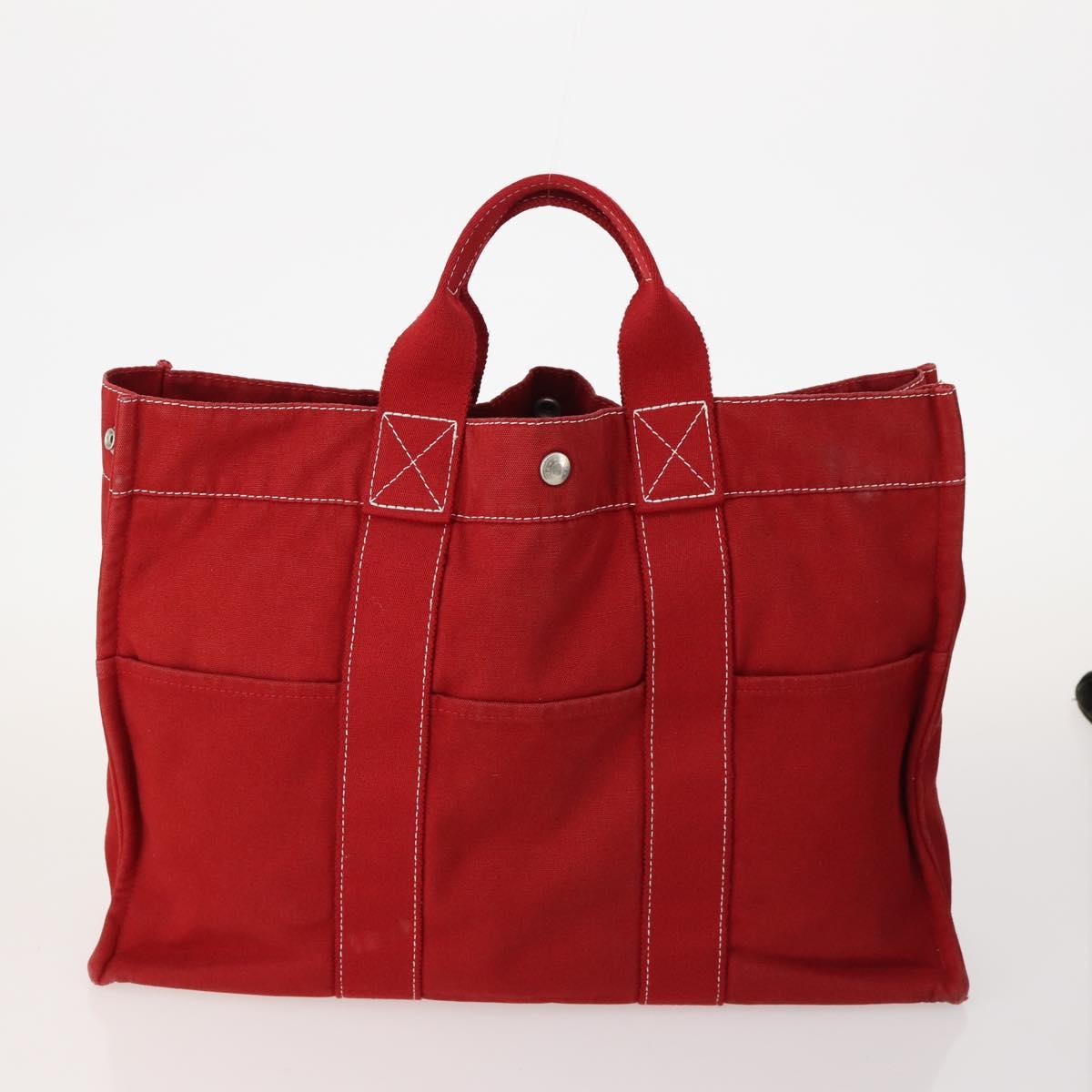 HERMES Fourre Tout Hand Bag Canvas 5 Set Black Red Navy Auth BSZ443