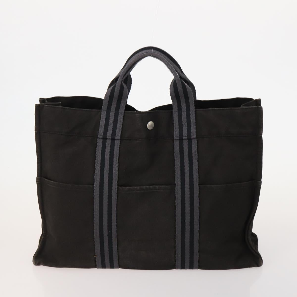 HERMES Fourre Tout Hand Bag Canvas 5 Set Black Red Navy Auth BSZ443