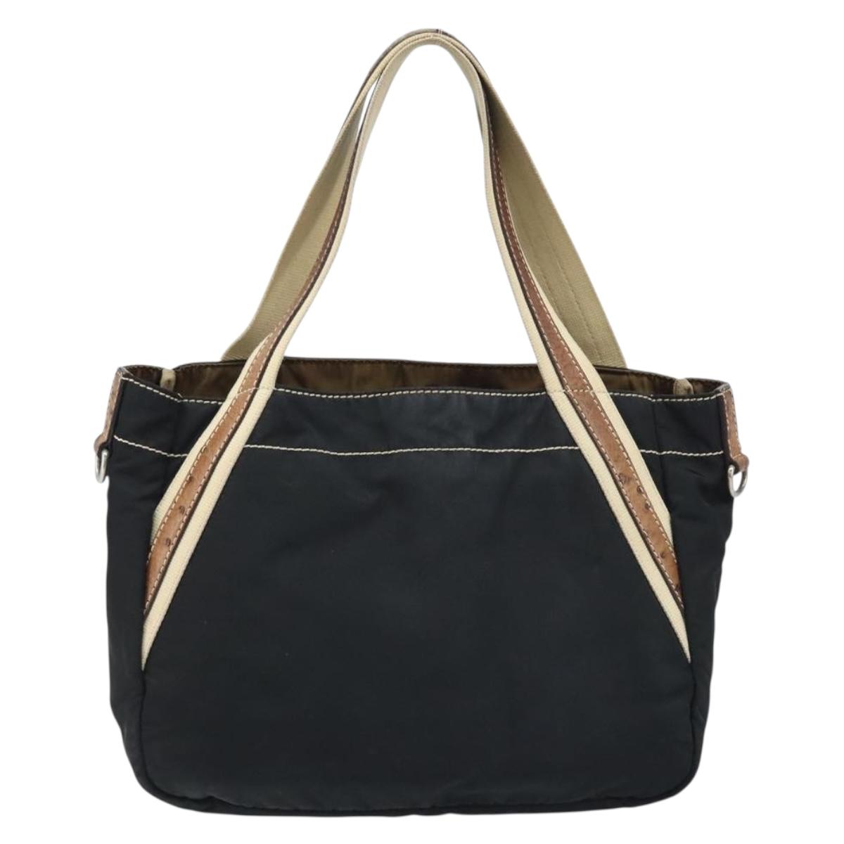 PRADA Hand Bag Nylon Black Silver Auth BSZ447