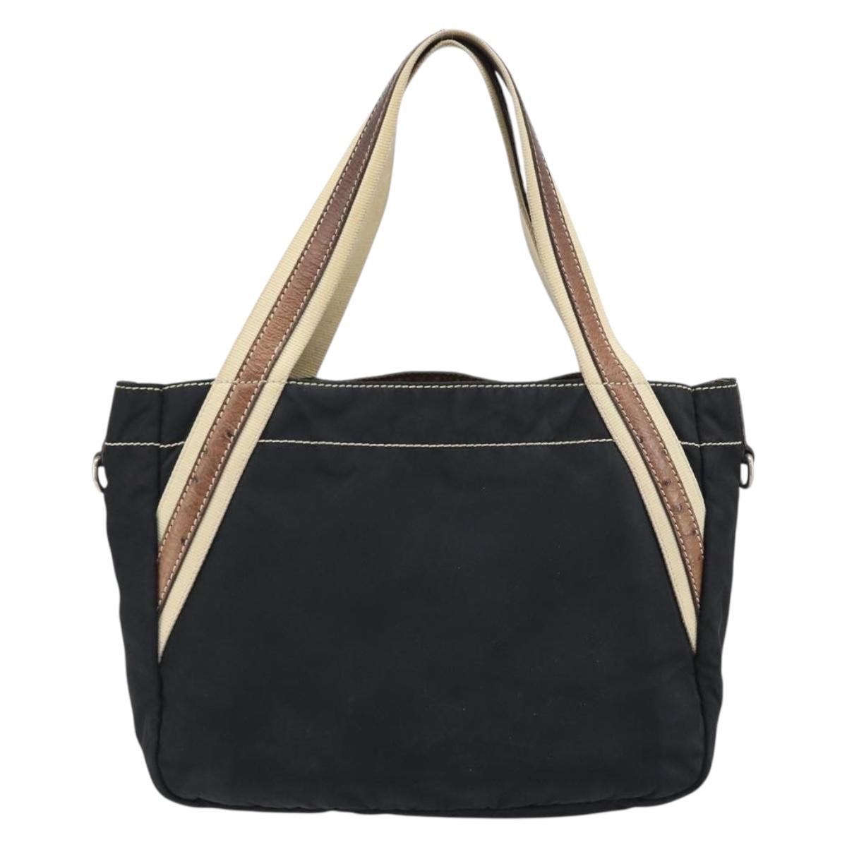 PRADA Hand Bag Nylon Black Silver Auth BSZ447
