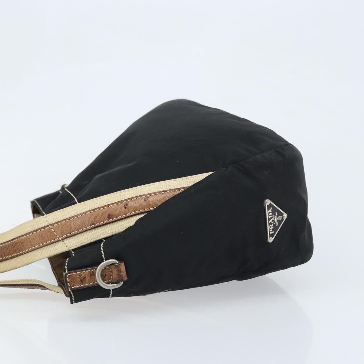 PRADA Hand Bag Nylon Black Silver Auth BSZ447