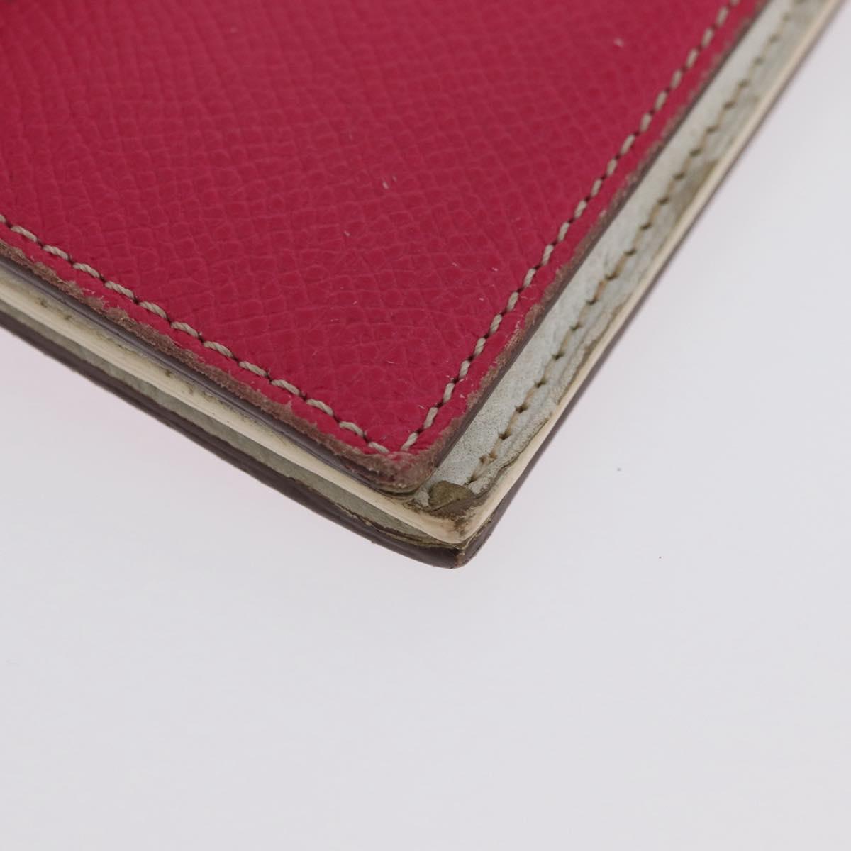 HERMES Bean Soufflé Long Wallet Leather Pink Silver Auth BSZ451