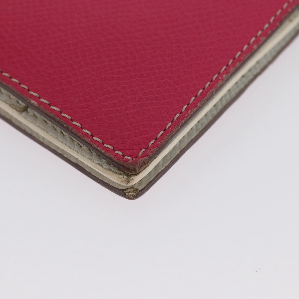 HERMES Bean Soufflé Long Wallet Leather Pink Silver Auth BSZ451