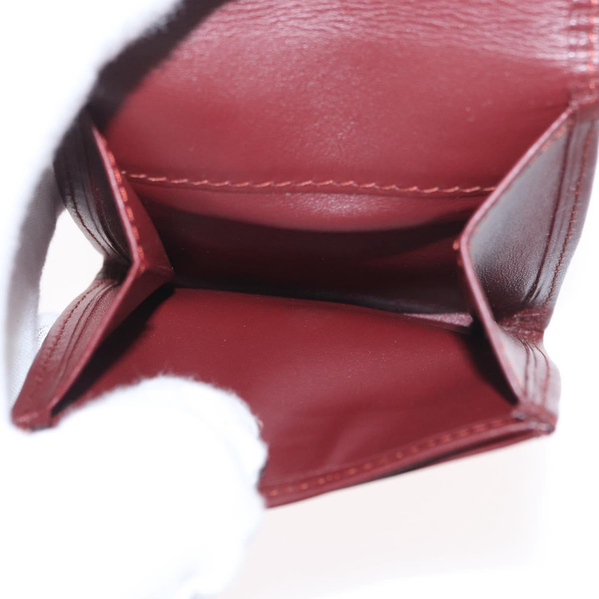 CARTIER Must Line Coin Purse Leather Bordeaux Gold Auth BSZ452A