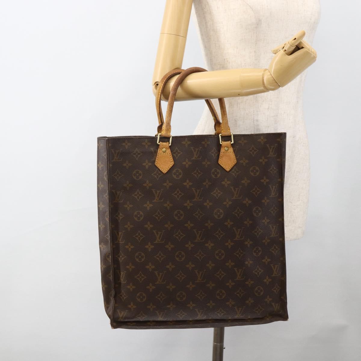 LOUIS VUITTON Monogram Sac Plat Hand Bag M51140 LV Auth BSZ481