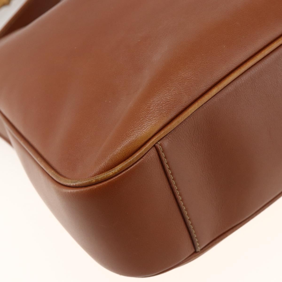 GUCCI Bamboo Hand Bag Leather 2way Brown Gold 001 2113 1638 Auth BSZ494