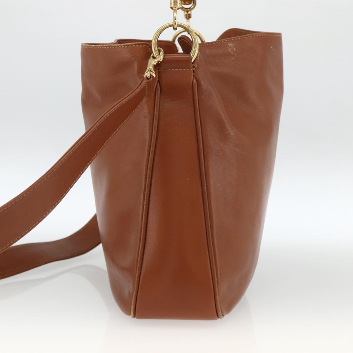 GUCCI Bamboo Hand Bag Leather 2way Brown Gold 001 2113 1638 Auth BSZ494