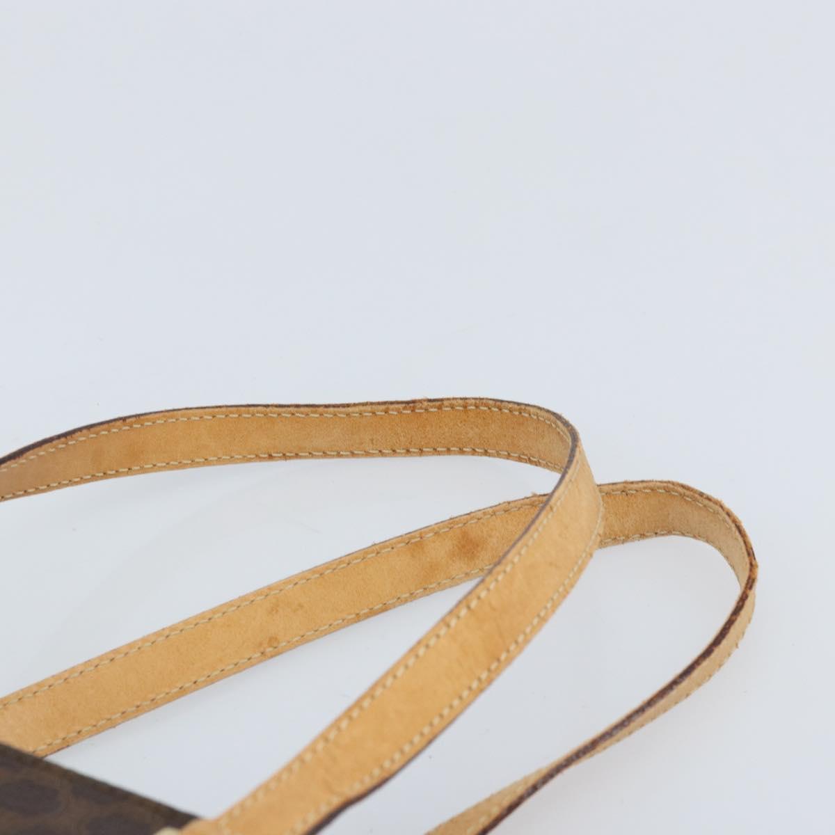 CELINE Macadam Canvas Tote Bag PVC Leather Brown Gold Auth BSZ496
