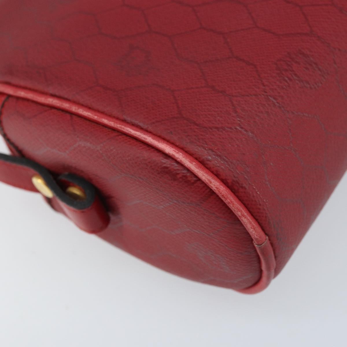 Christian Dior Honeycomb Canvas Shoulder Bag PVC Red Gold Auth BSZ497