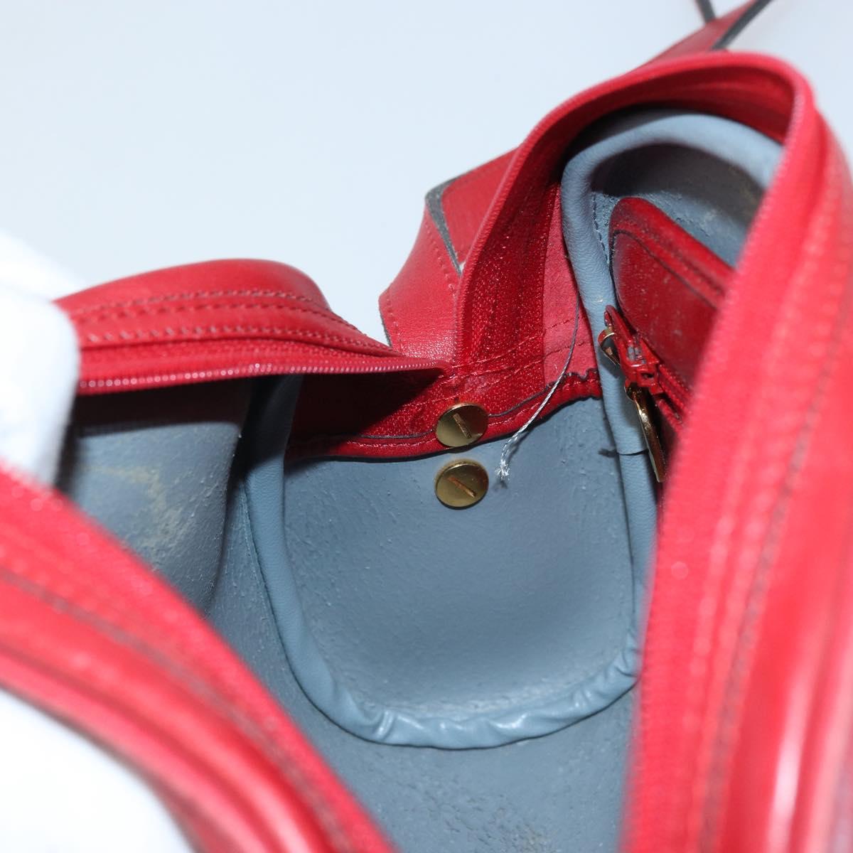 Christian Dior Honeycomb Canvas Shoulder Bag PVC Red Gold Auth BSZ497