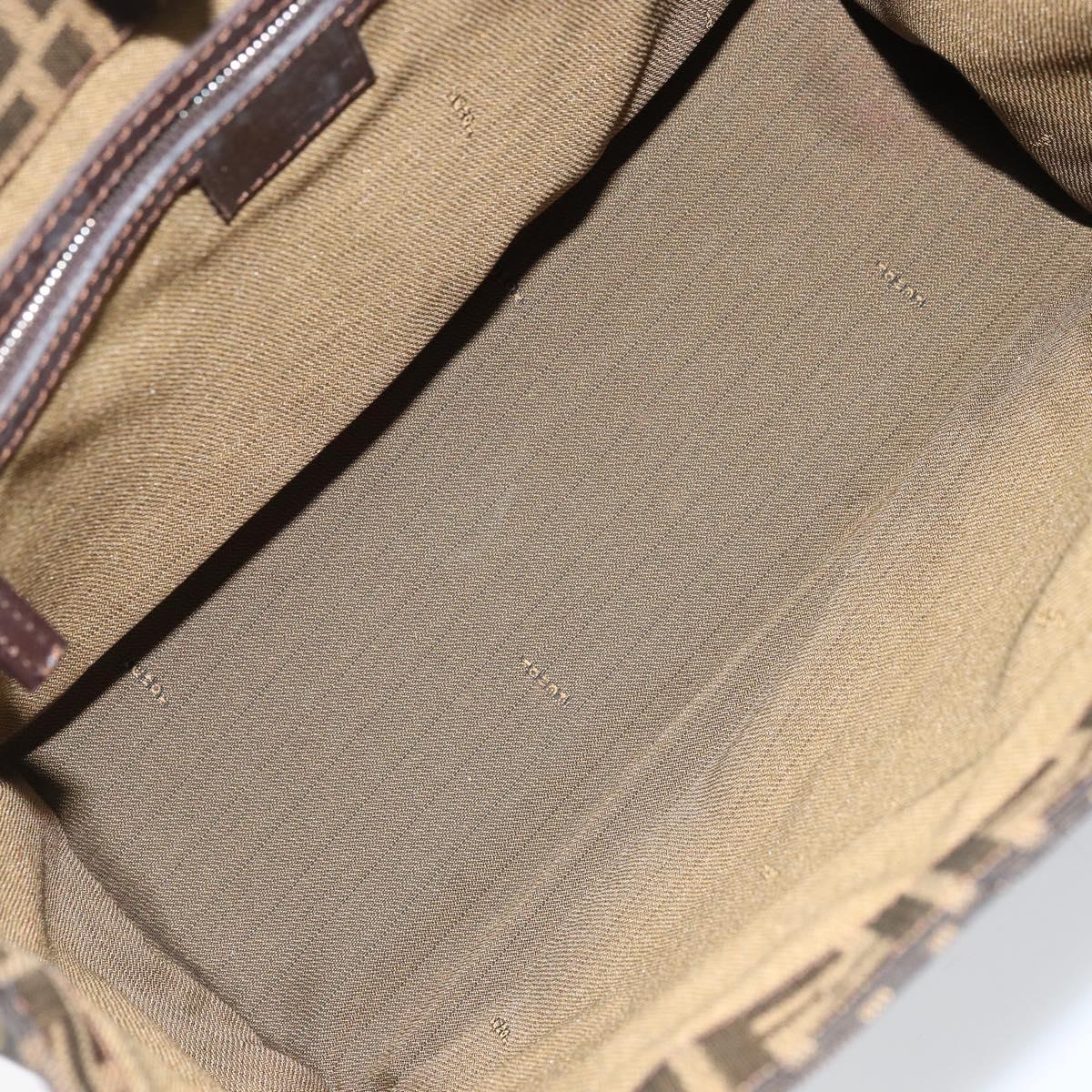 FENDI Zucca Canvas Mamma Baguette Hand Bag Brown Black Auth BSZ501