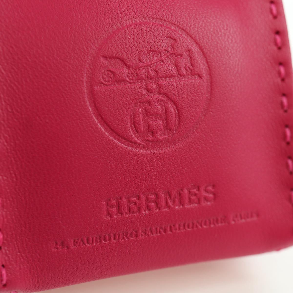 HERMES Sac Orange Charm Leather Pink Auth BSZ504M