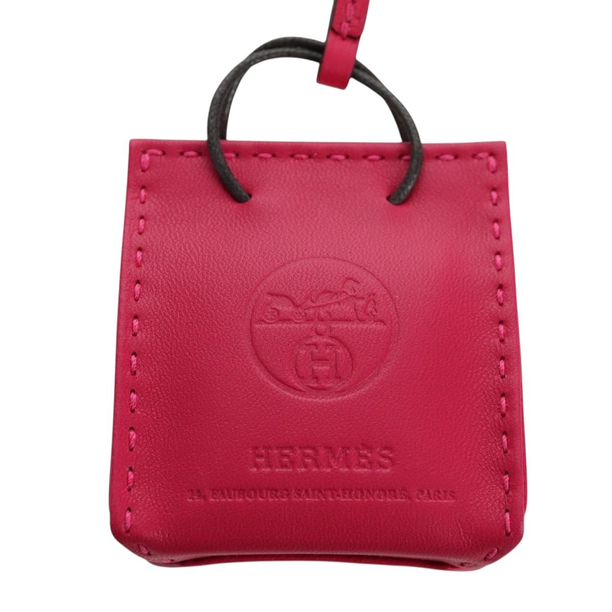 HERMES Sac Orange Charm Leather Pink Auth BSZ504M