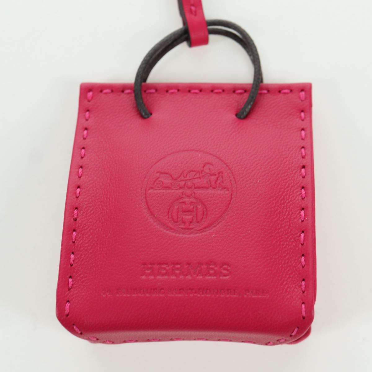 HERMES Sac Orange Charm Leather Pink Auth BSZ504M