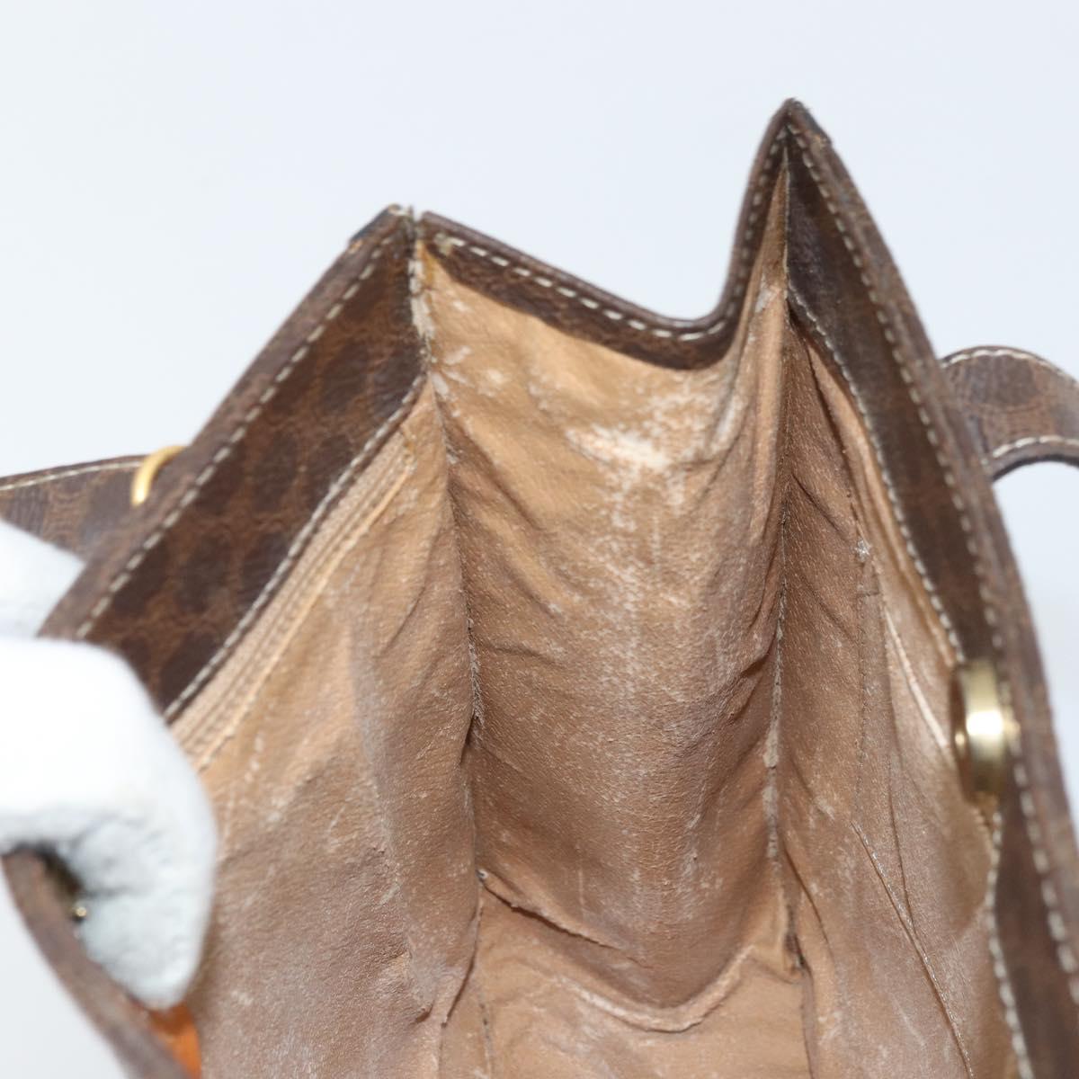 CELINE Macadam Canvas Hand Bag PVC Leather Brown Gold Auth BSZ508