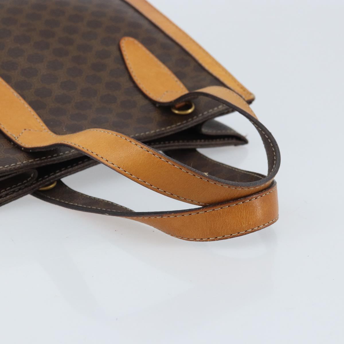 CELINE Macadam Canvas Hand Bag PVC Leather Brown Gold Auth BSZ508