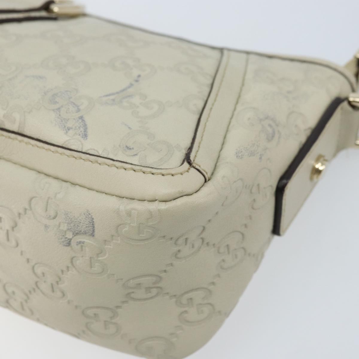 GUCCI GG Canvas Guccissima Abbey Hand Bag Leather Ivory Gold 130939 Auth BSZ532A