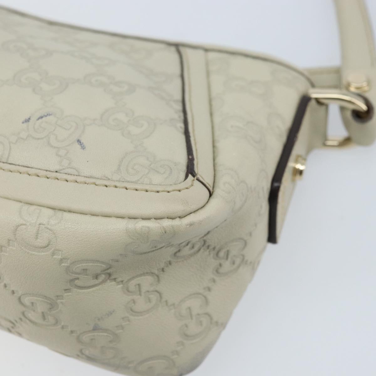 GUCCI GG Canvas Guccissima Abbey Hand Bag Leather Ivory Gold 130939 Auth BSZ532A