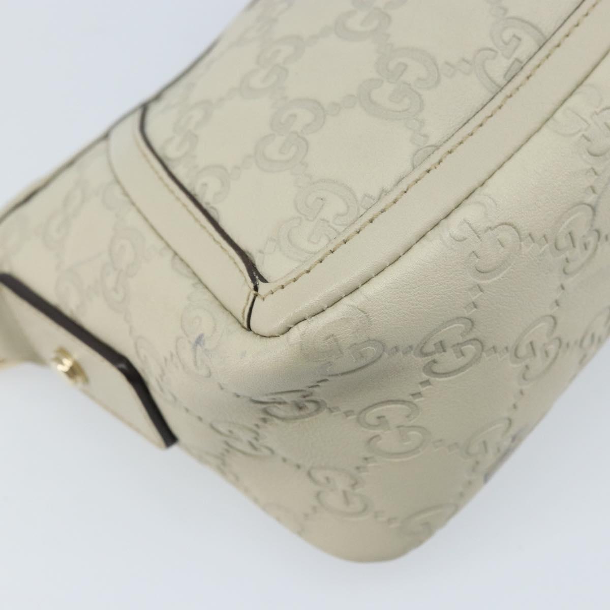 GUCCI GG Canvas Guccissima Abbey Hand Bag Leather Ivory Gold 130939 Auth BSZ532A