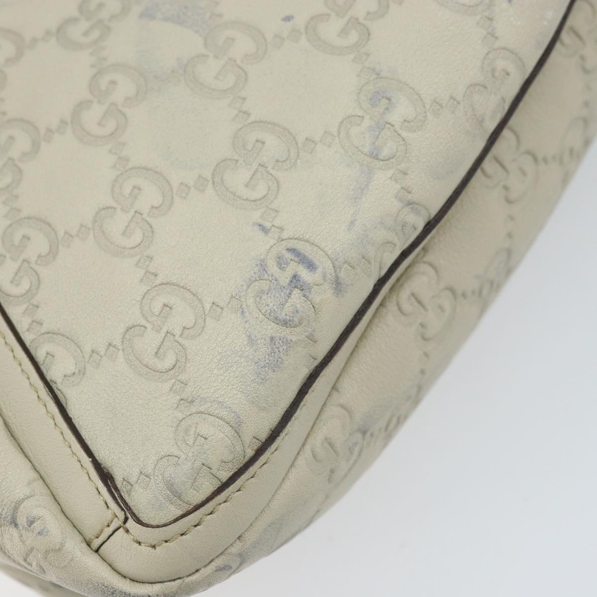 GUCCI GG Canvas Guccissima Abbey Hand Bag Leather Ivory Gold 130939 Auth BSZ532A