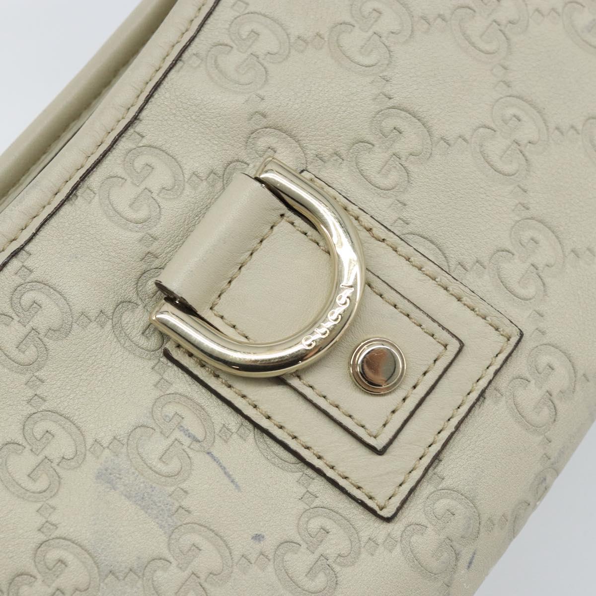 GUCCI GG Canvas Guccissima Abbey Hand Bag Leather Ivory Gold 130939 Auth BSZ532A