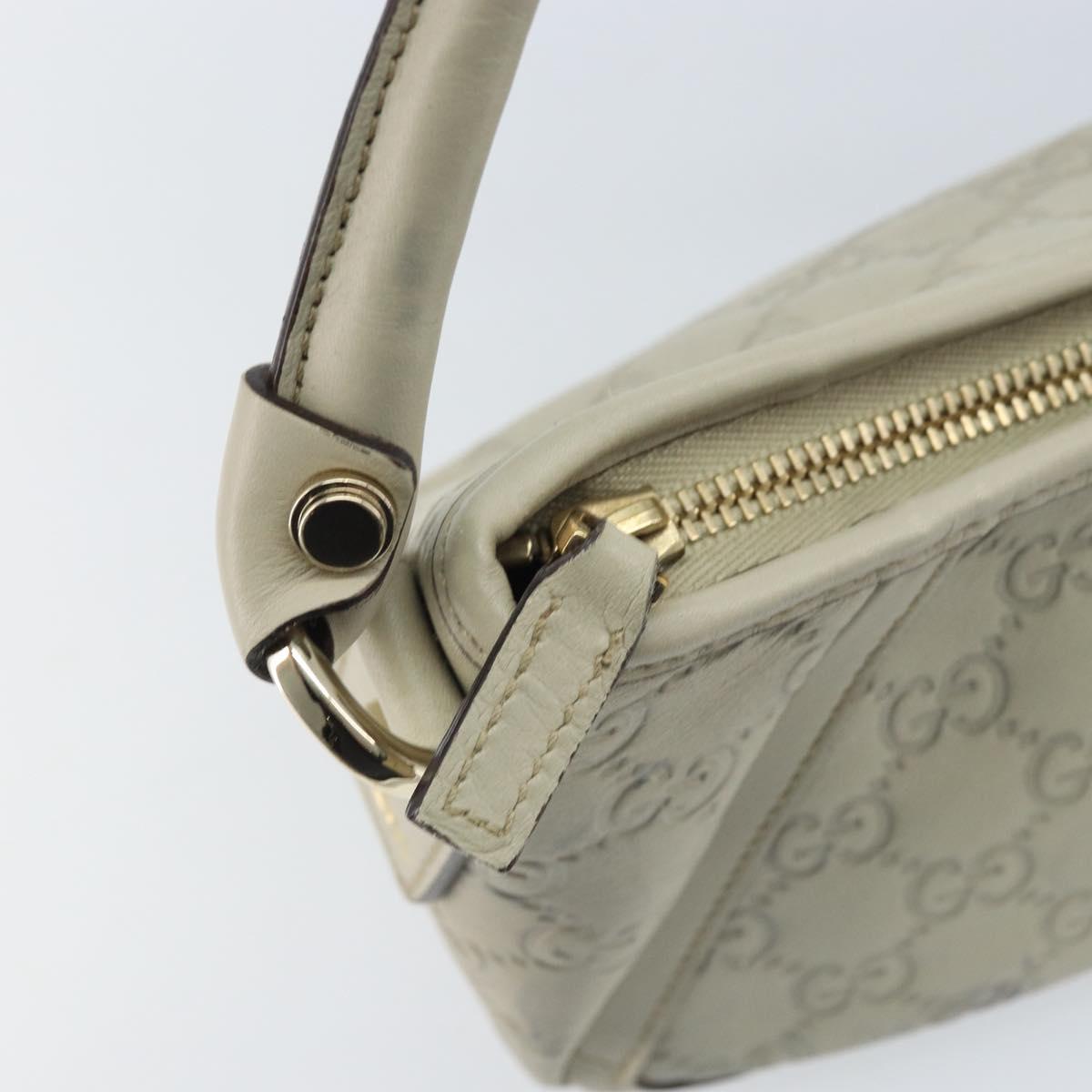 GUCCI GG Canvas Guccissima Abbey Hand Bag Leather Ivory Gold 130939 Auth BSZ532A