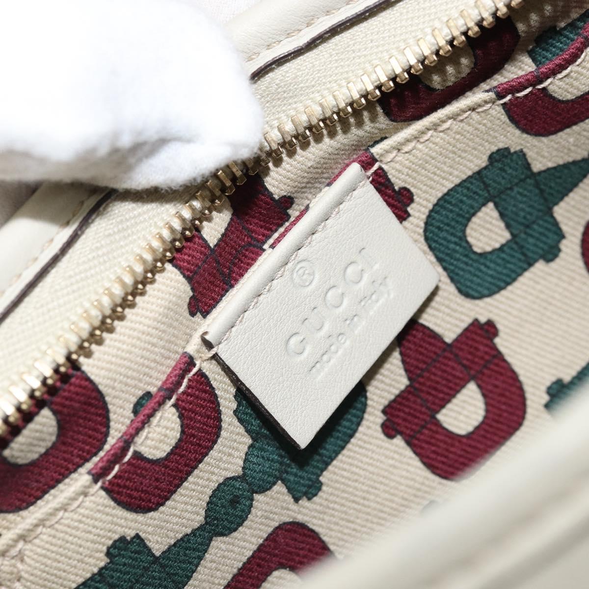 GUCCI GG Canvas Guccissima Abbey Hand Bag Leather Ivory Gold 130939 Auth BSZ532A