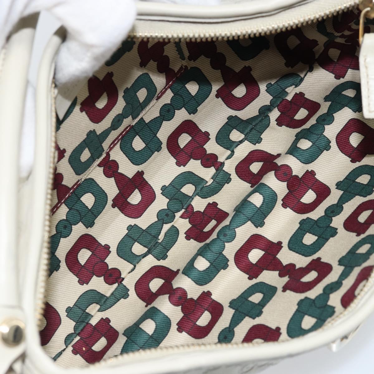GUCCI GG Canvas Guccissima Abbey Hand Bag Leather Ivory Gold 130939 Auth BSZ532A
