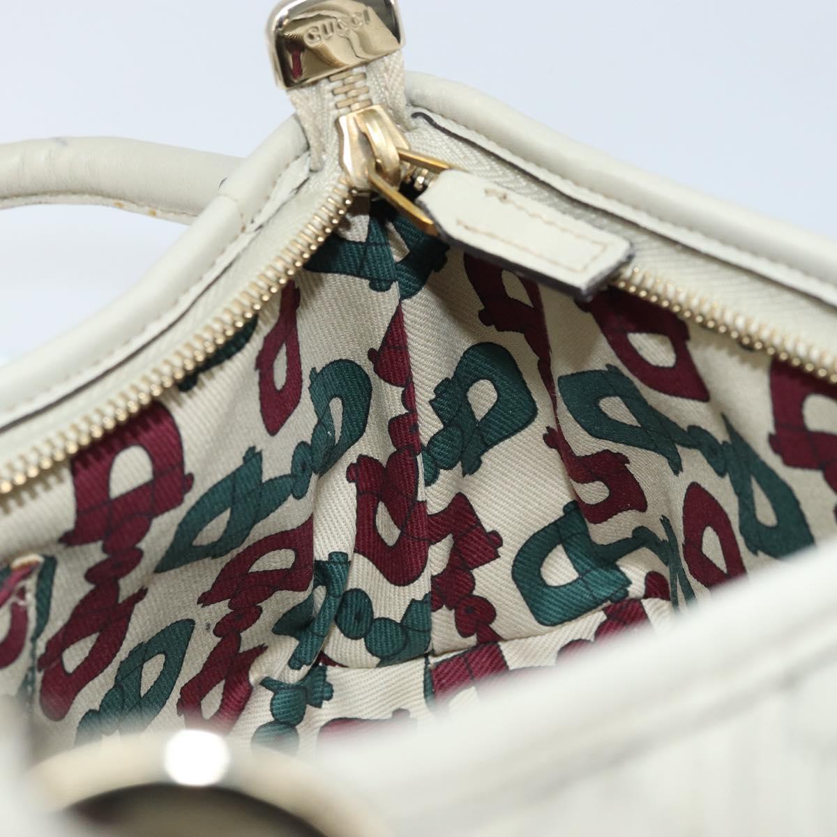 GUCCI GG Canvas Guccissima Abbey Hand Bag Leather Ivory Gold 130939 Auth BSZ532A
