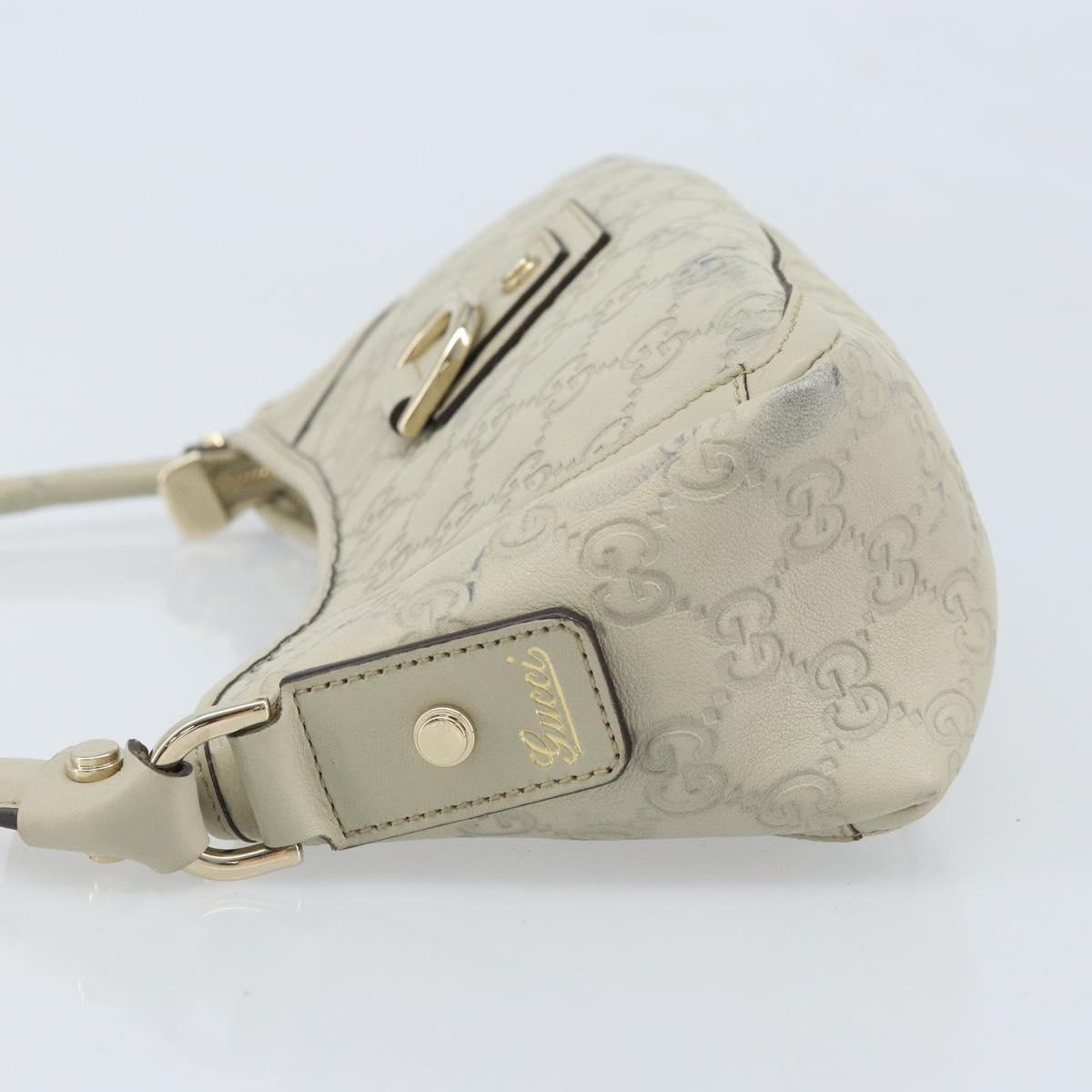GUCCI GG Canvas Guccissima Abbey Hand Bag Leather Ivory Gold 130939 Auth BSZ532A