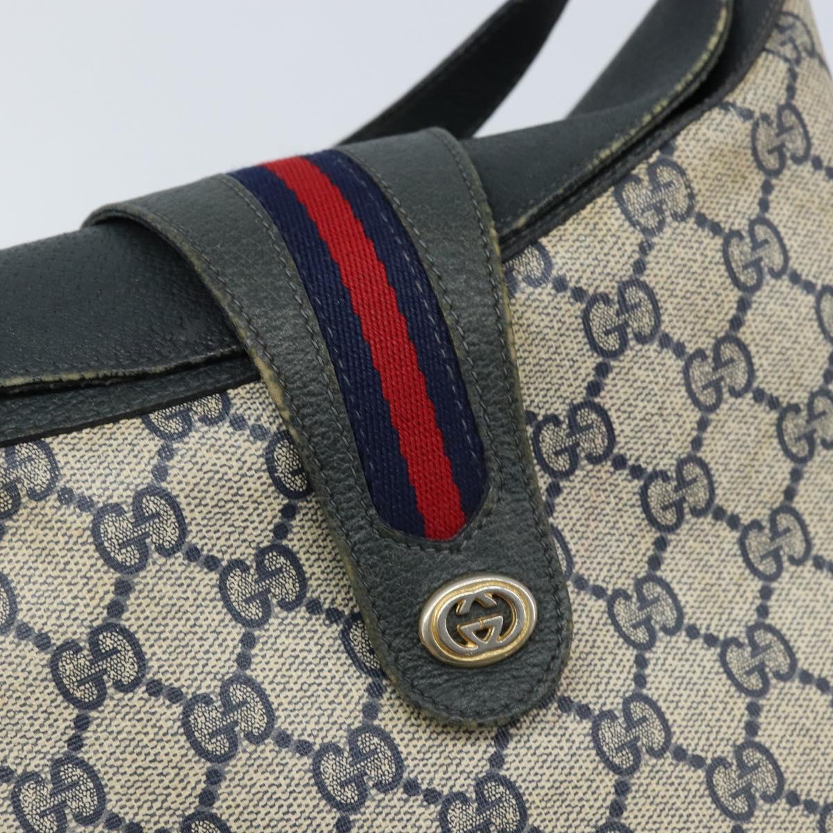 GUCCI GG Supreme Sherry Line Shoulder Bag PVC Navy Gold 904 02 081 Auth BSZ533