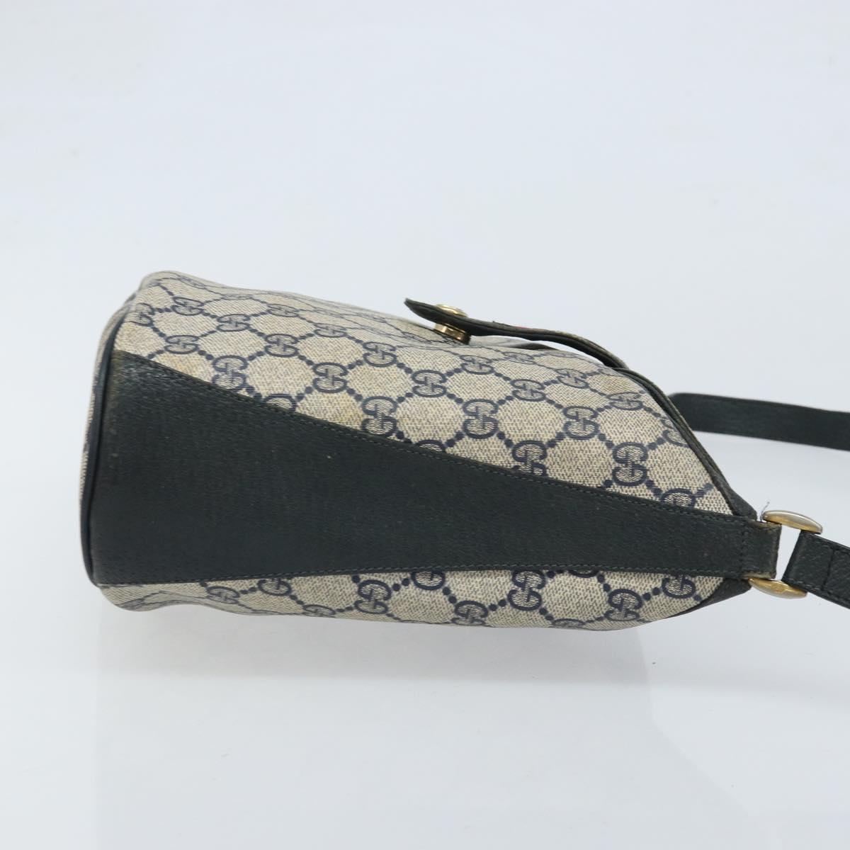 GUCCI GG Supreme Sherry Line Shoulder Bag PVC Navy Gold 904 02 081 Auth BSZ533