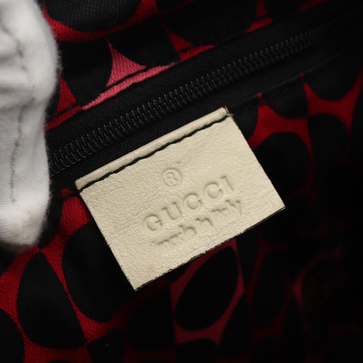 GUCCI Ribbon Hand Bag Leather Ivory Gold 181490 Auth BSZ534A