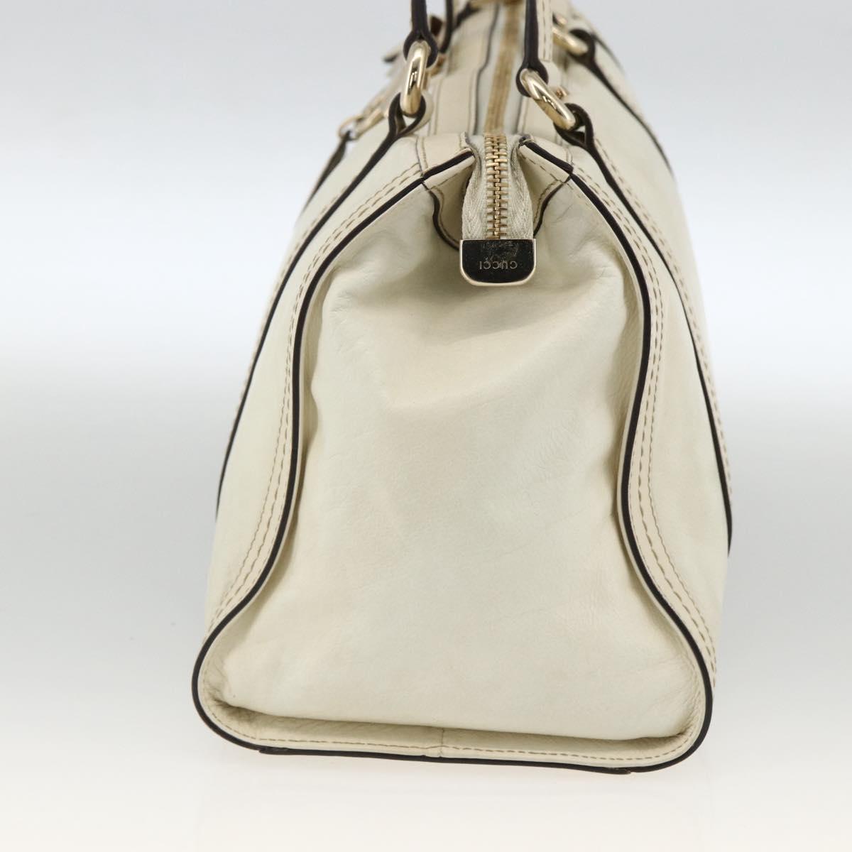 GUCCI Ribbon Hand Bag Leather Ivory Gold 181490 Auth BSZ534A