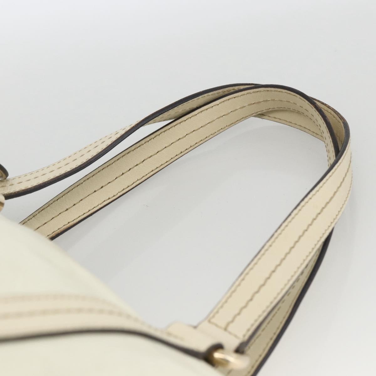 GUCCI Ribbon Hand Bag Leather Ivory Gold 181490 Auth BSZ534A
