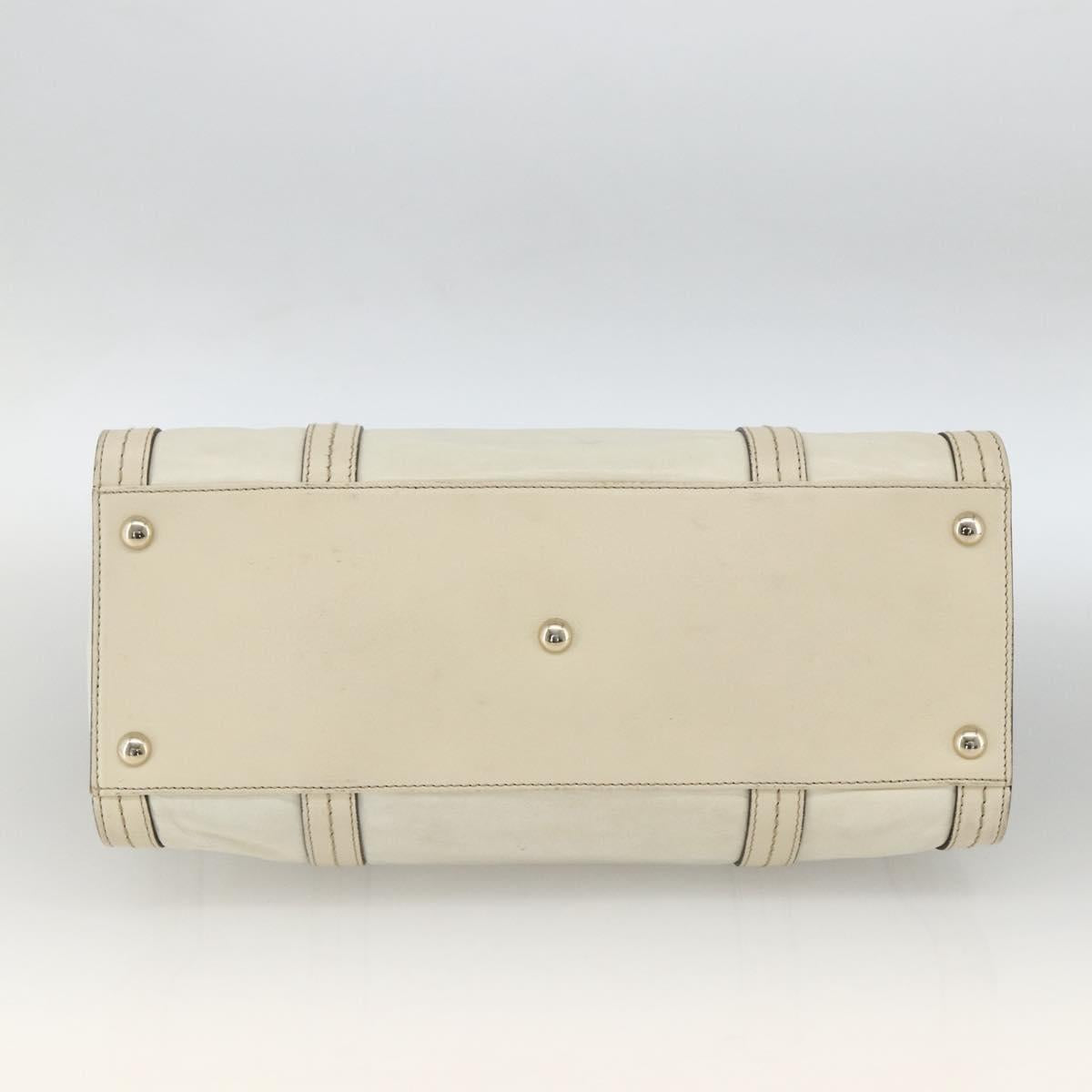 GUCCI Ribbon Hand Bag Leather Ivory Gold 181490 Auth BSZ534A