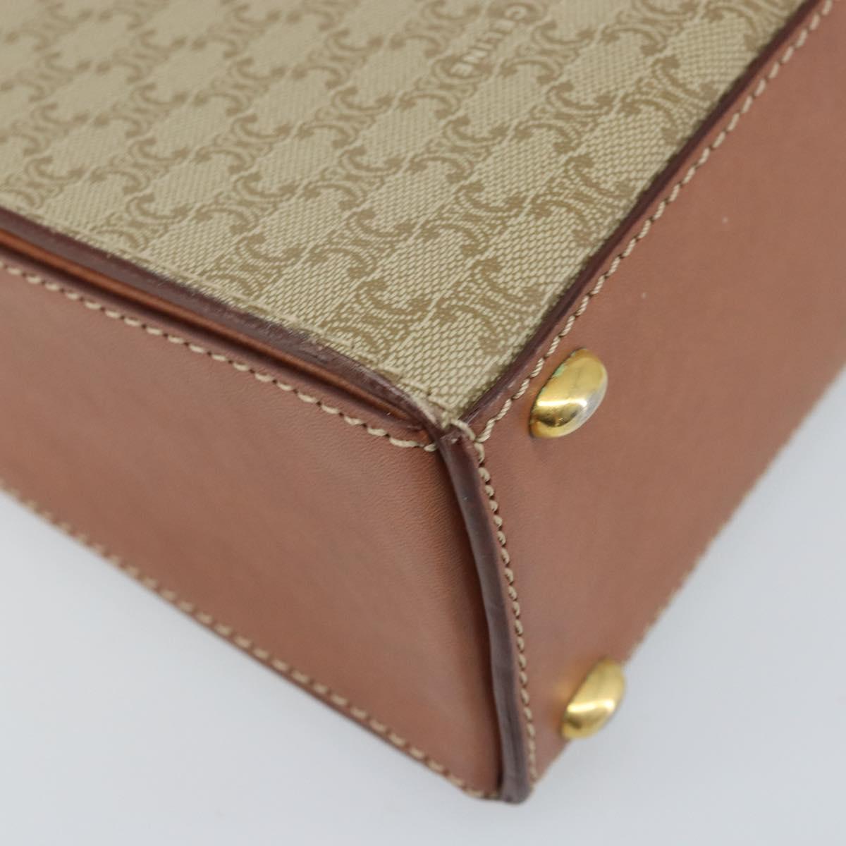CELINE Macadam Canvas Hand Bag PVC 2way Beige Gold Auth BSZ537A