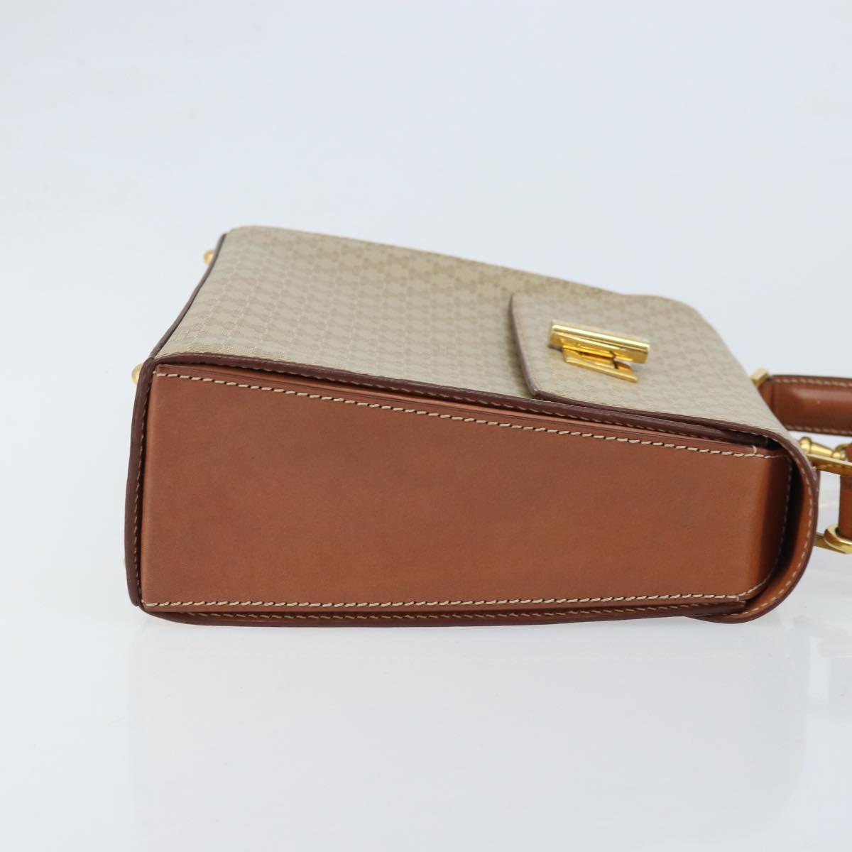 CELINE Macadam Canvas Hand Bag PVC 2way Beige Gold Auth BSZ537A