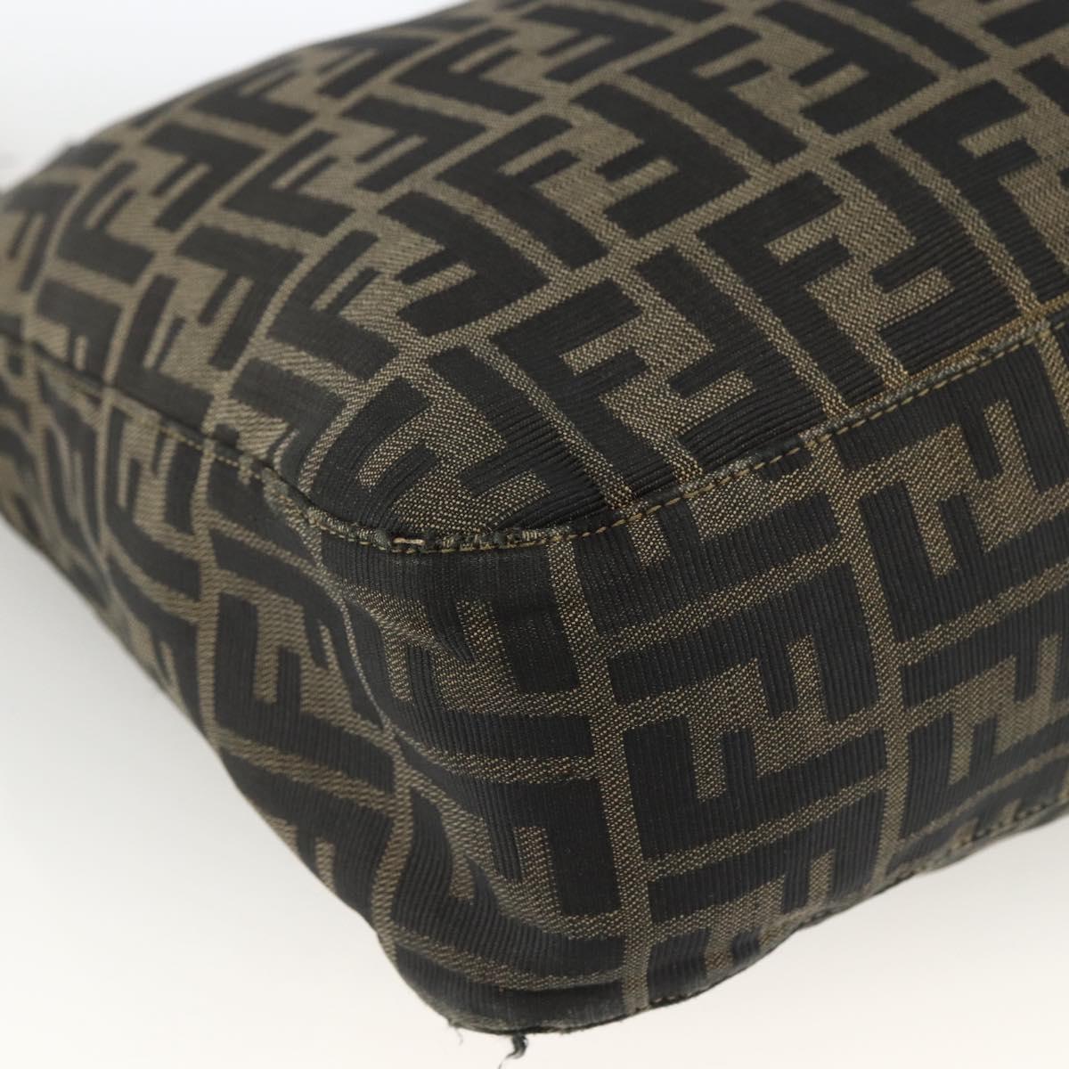FENDI Zucca Canvas Shoulder Bag Black Brown Auth BSZ546