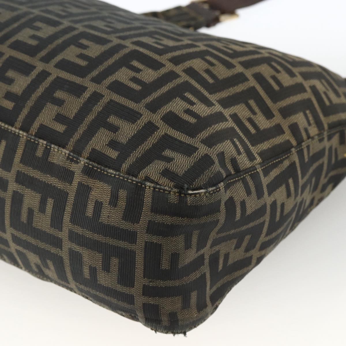 FENDI Zucca Canvas Shoulder Bag Black Brown Auth BSZ546