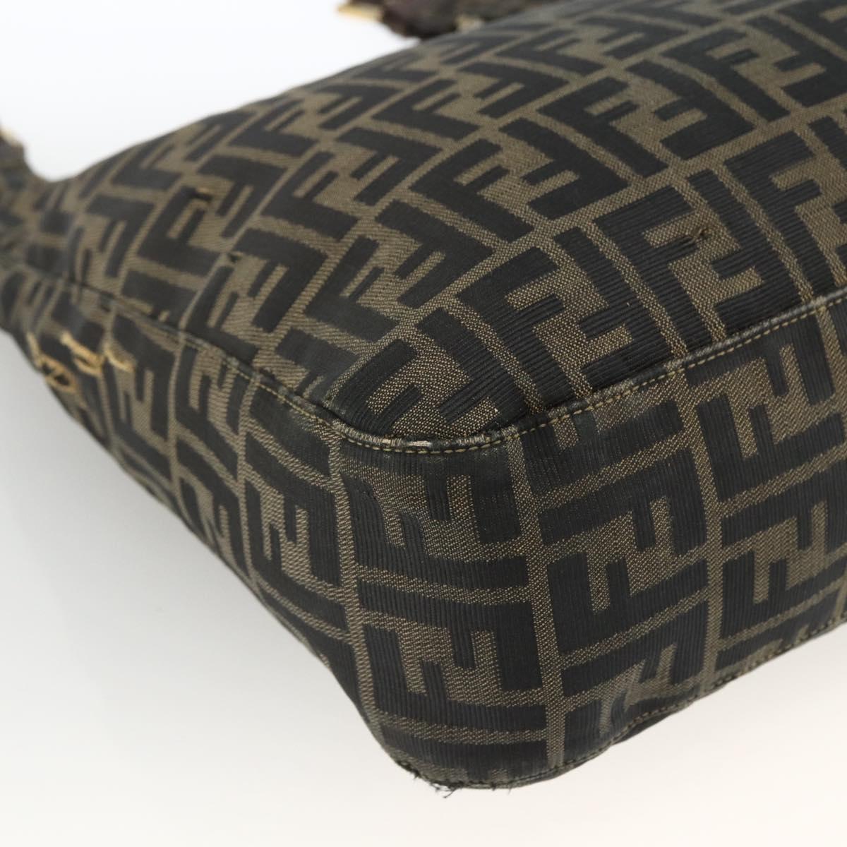 FENDI Zucca Canvas Shoulder Bag Black Brown Auth BSZ546