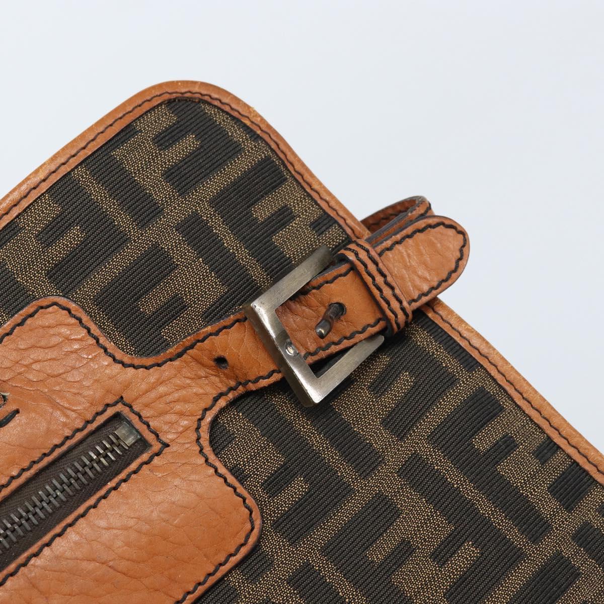 FENDI Zucca Canvas Tote Bag Black Brown Auth BSZ547A