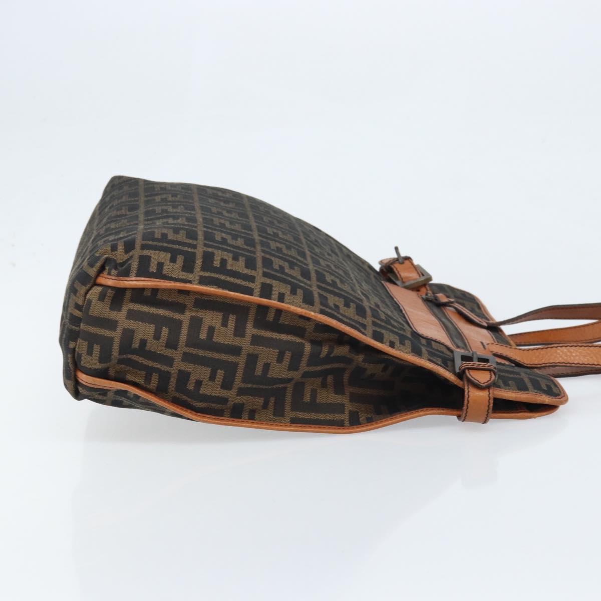 FENDI Zucca Canvas Tote Bag Black Brown Auth BSZ547A