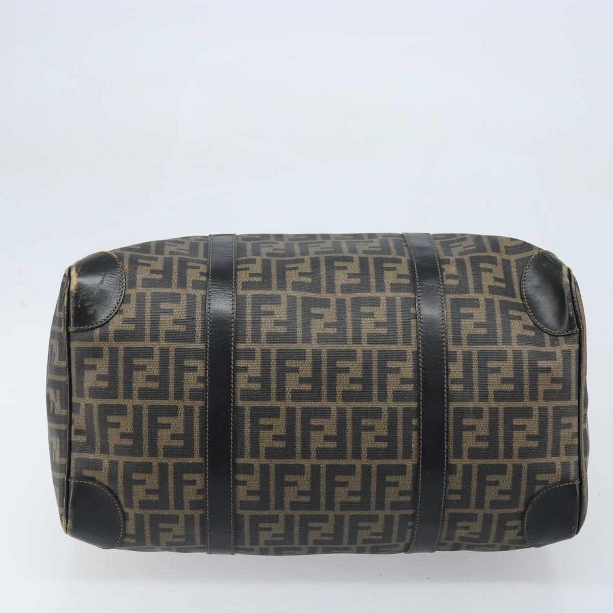 FENDI Zucca Canvas Boston Bag PVC Black Brown Auth BSZ549