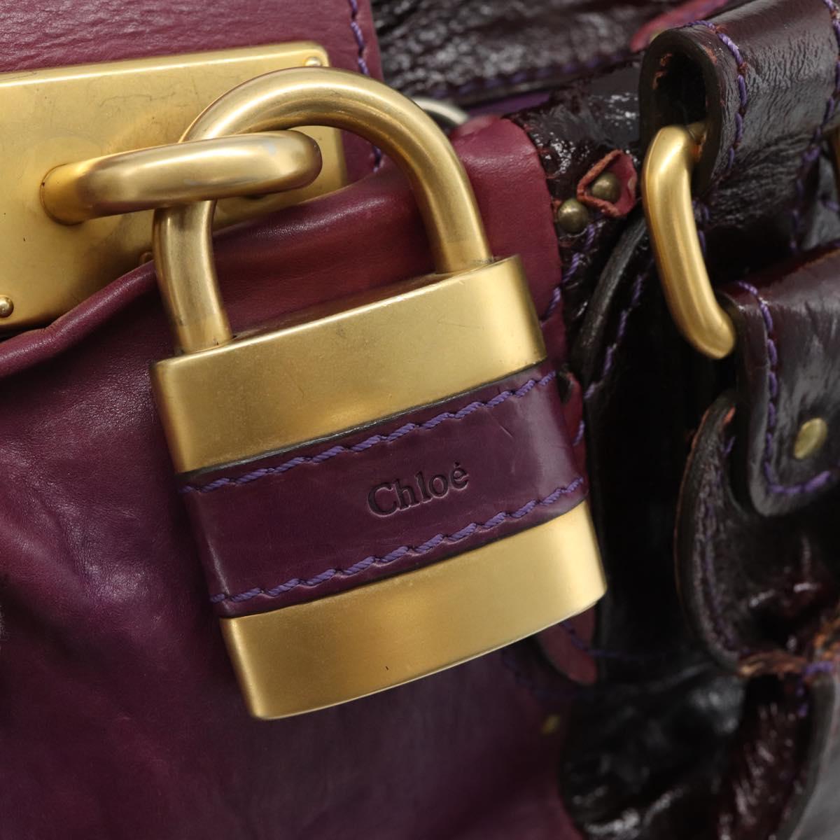 Chloe Paddington Hand Bag Leather Bordeaux Gold Silver Auth BSZ550