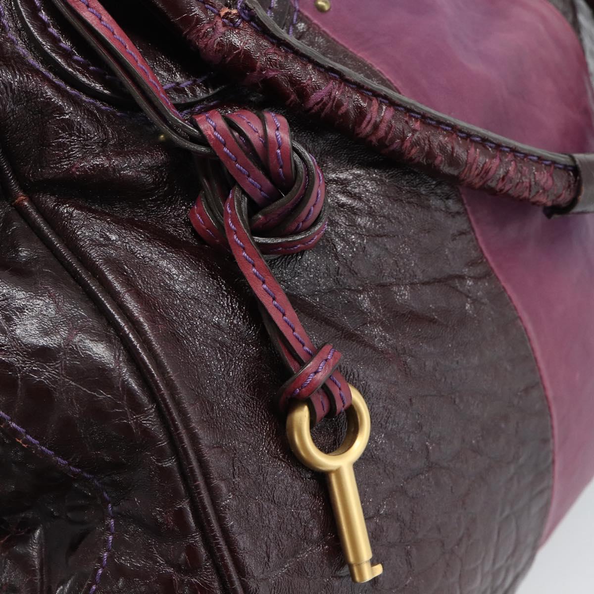 Chloe Paddington Hand Bag Leather Bordeaux Gold Silver Auth BSZ550