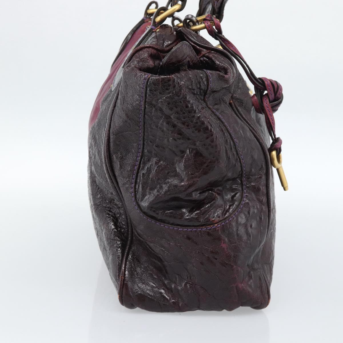 Chloe Paddington Hand Bag Leather Bordeaux Gold Silver Auth BSZ550