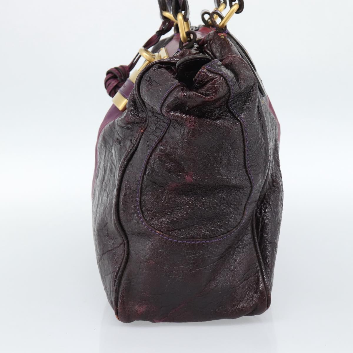 Chloe Paddington Hand Bag Leather Bordeaux Gold Silver Auth BSZ550