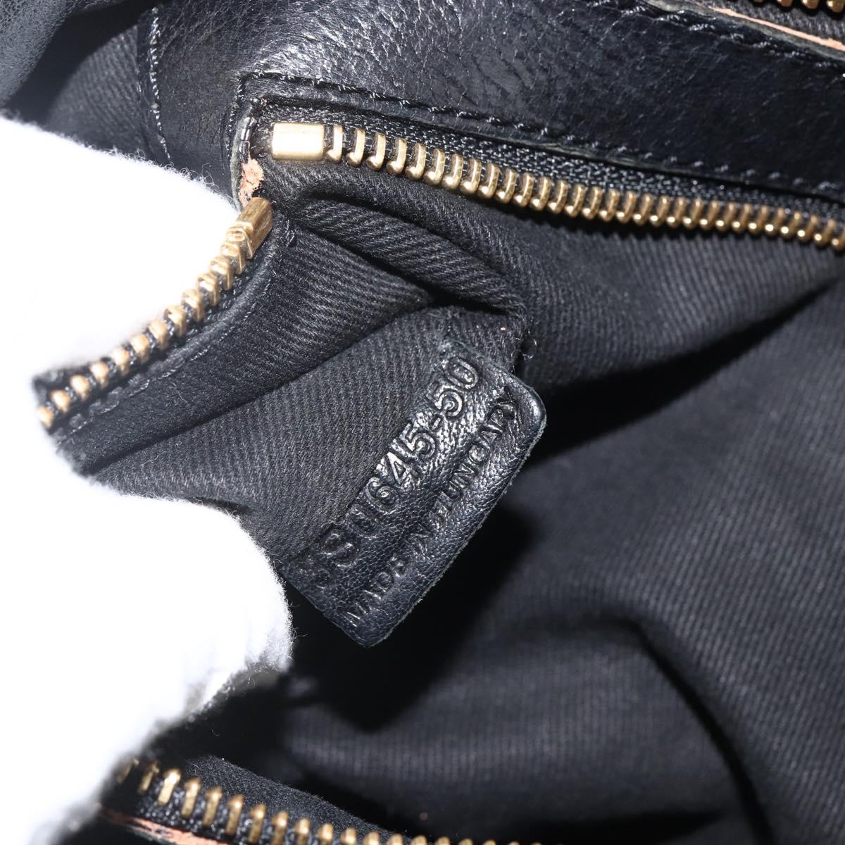 Chloe Etel Hand Bag Leather Black Gold Auth BSZ555